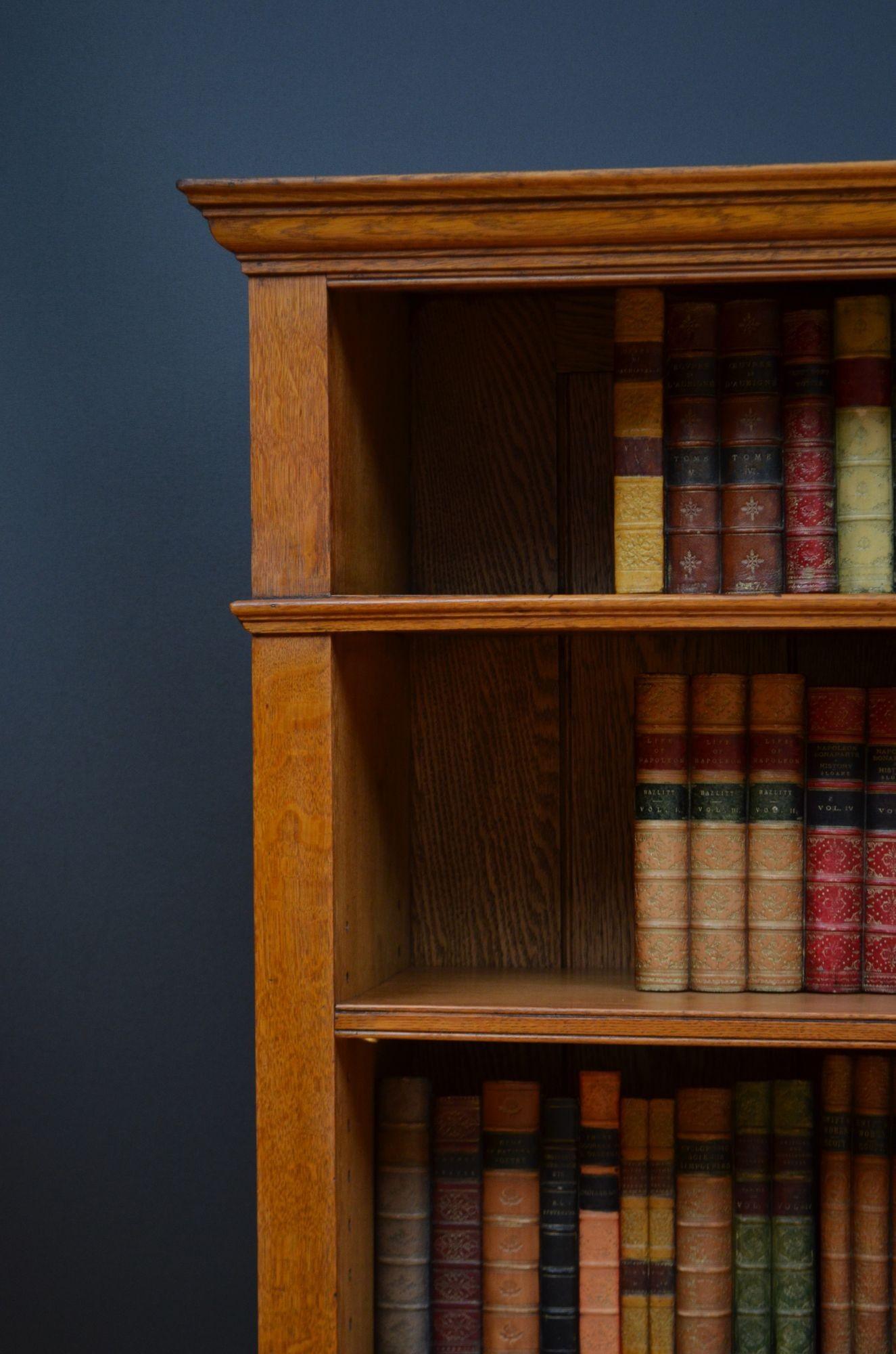 Victorian Solid Oak Open Bookcase For Sale 3