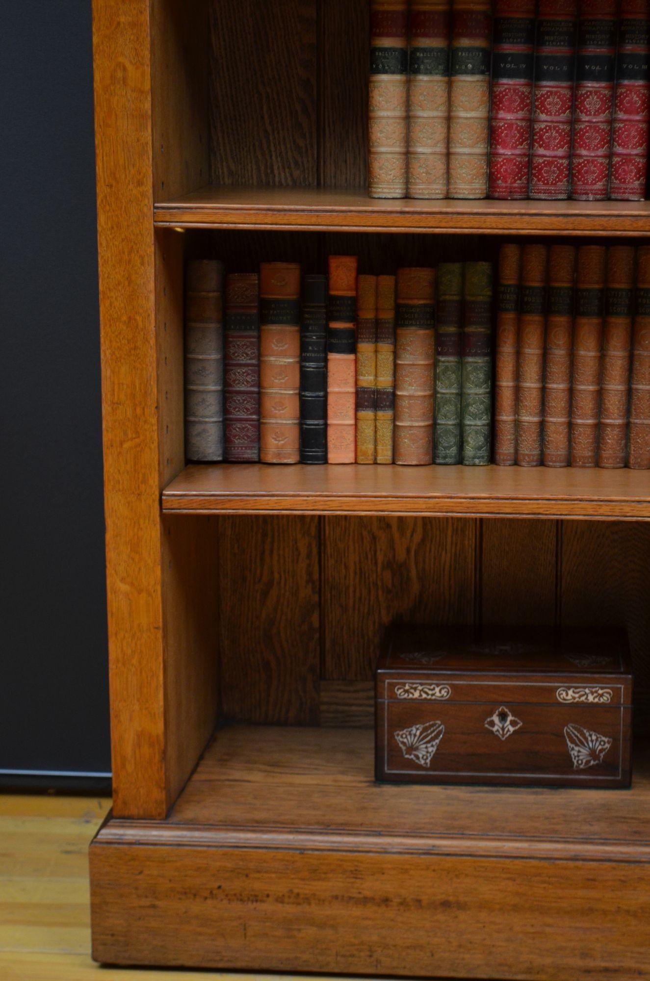 Victorian Solid Oak Open Bookcase For Sale 4