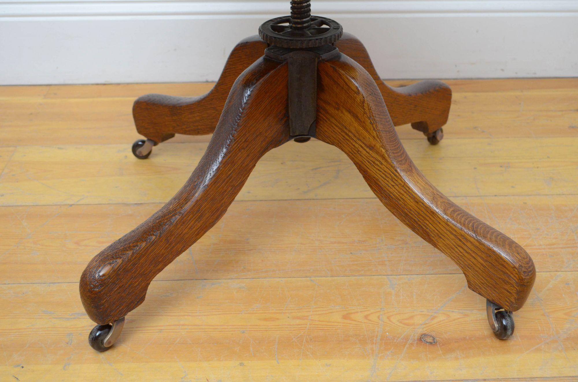 Victorian Solid Oak Swivelling Desk Chair 6