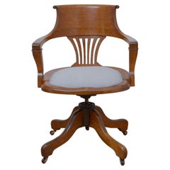 Antique Victorian Solid Oak Swivelling Desk Chair