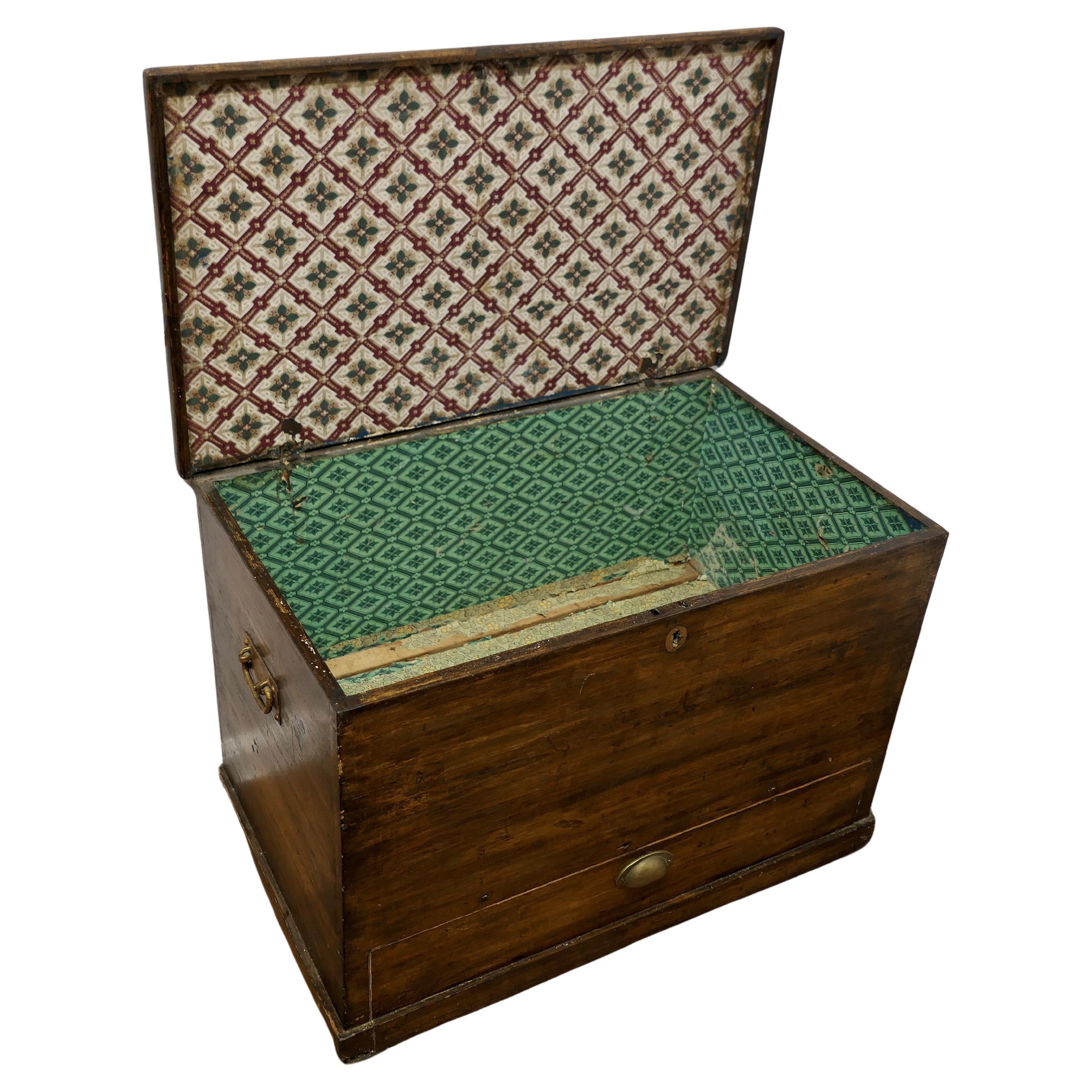 Victorian Solid Pine Mule Chest.  The Chest is a sturdy piece, it has a conceal For Sale