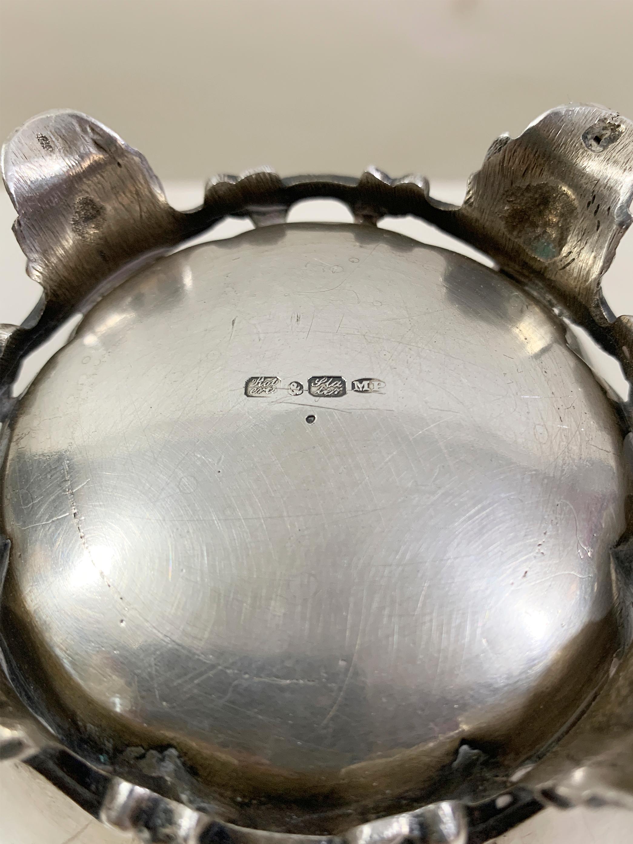 Viktorianisches 3teiliges Teeservice aus massivem Silber, 2 Teile innen vergoldet, Roberts&Staler im Angebot 3