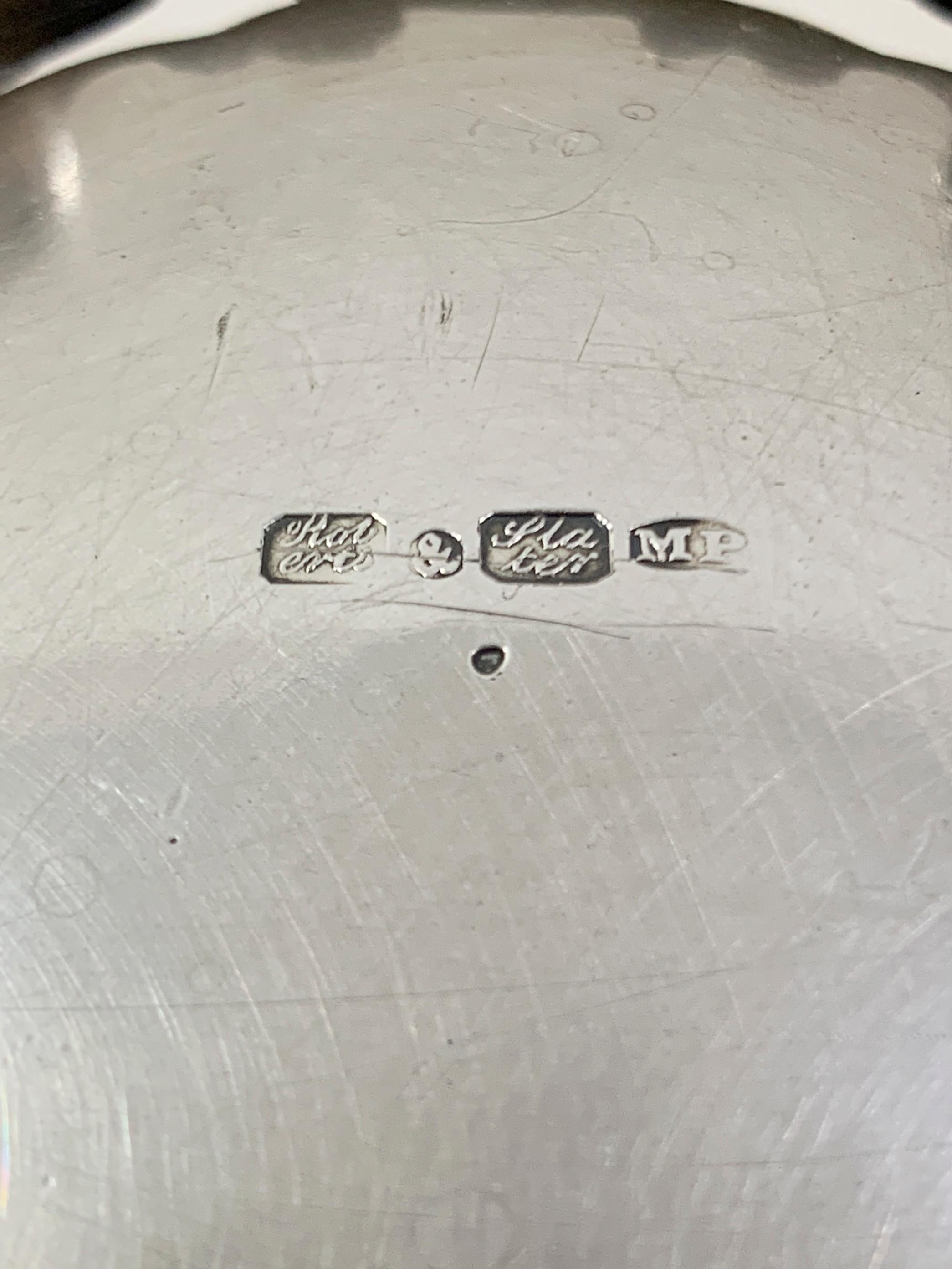 Viktorianisches 3teiliges Teeservice aus massivem Silber, 2 Teile innen vergoldet, Roberts&Staler im Angebot 4