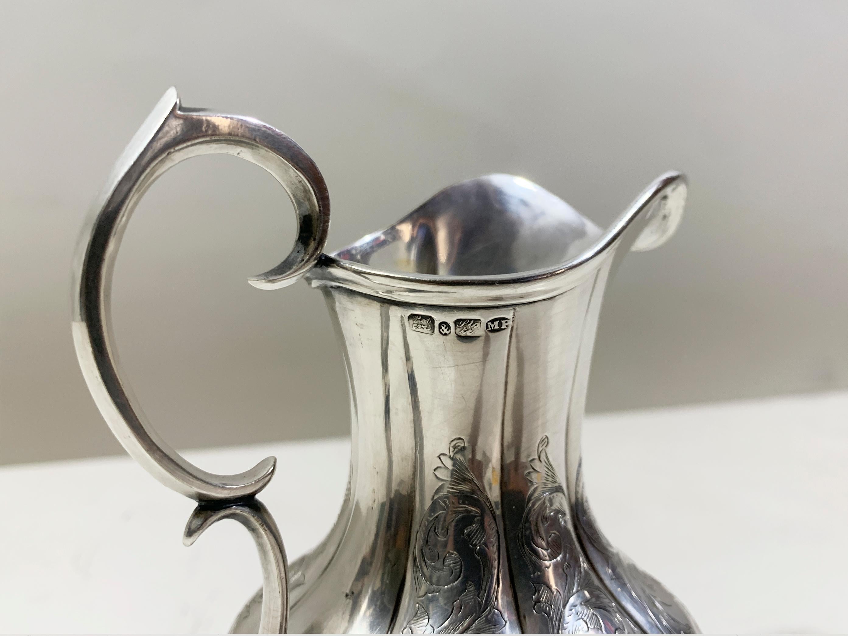 Viktorianisches 3teiliges Teeservice aus massivem Silber, 2 Teile innen vergoldet, Roberts&Staler im Angebot 13