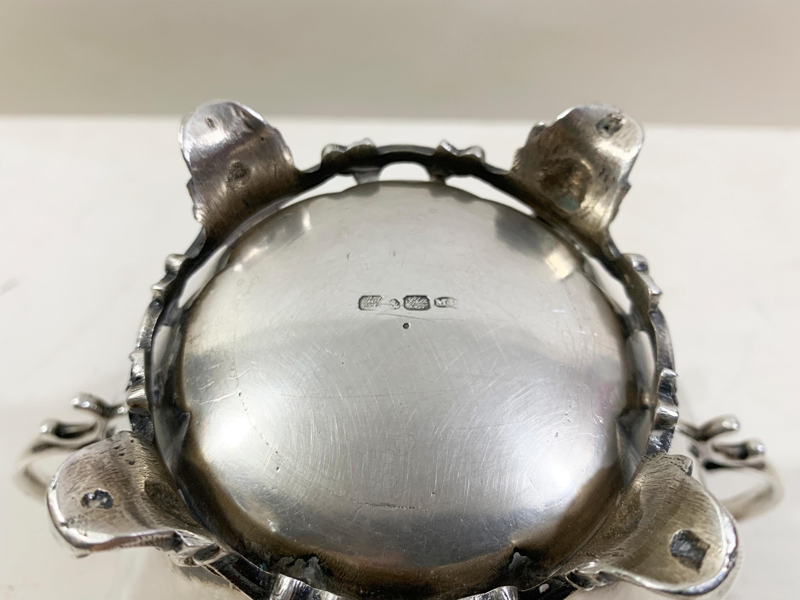 Viktorianisches 3teiliges Teeservice aus massivem Silber, 2 Teile innen vergoldet, Roberts&Staler im Angebot 2