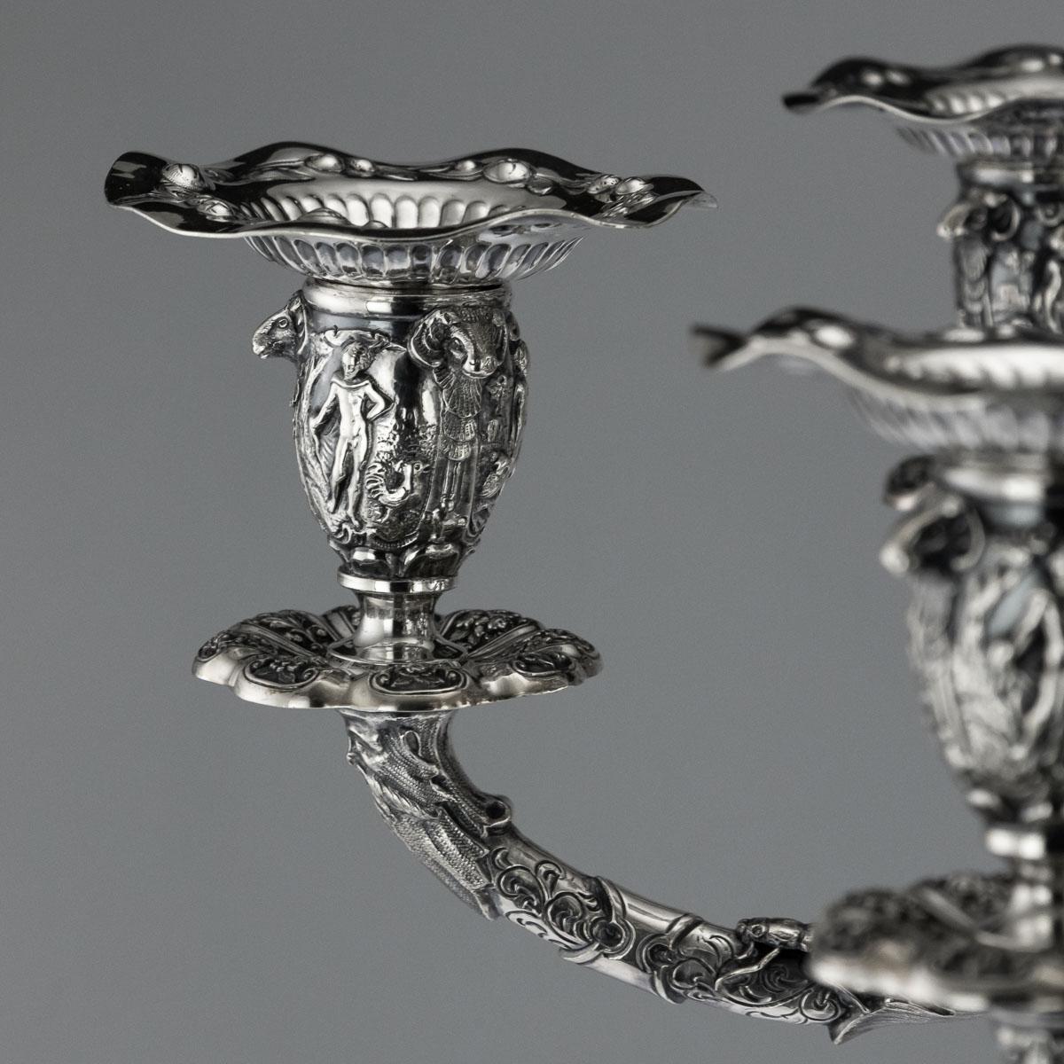Victorian Solid Silver Set of Four Candelabras, Macrae, circa 1872-1873 For Sale 10