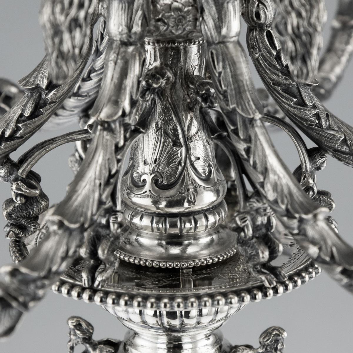 Victorian Solid Silver Set of Four Candelabras, Macrae, circa 1872-1873 For Sale 12