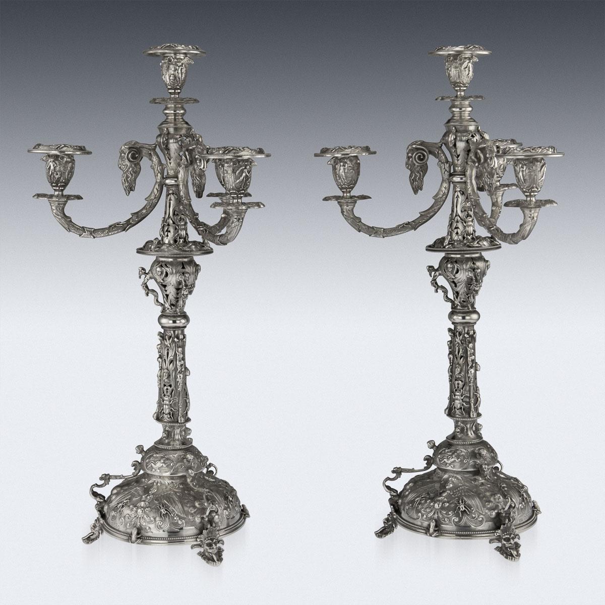 Victorian Solid Silver Set of Four Candelabras, Macrae, circa 1872-1873 For Sale 1