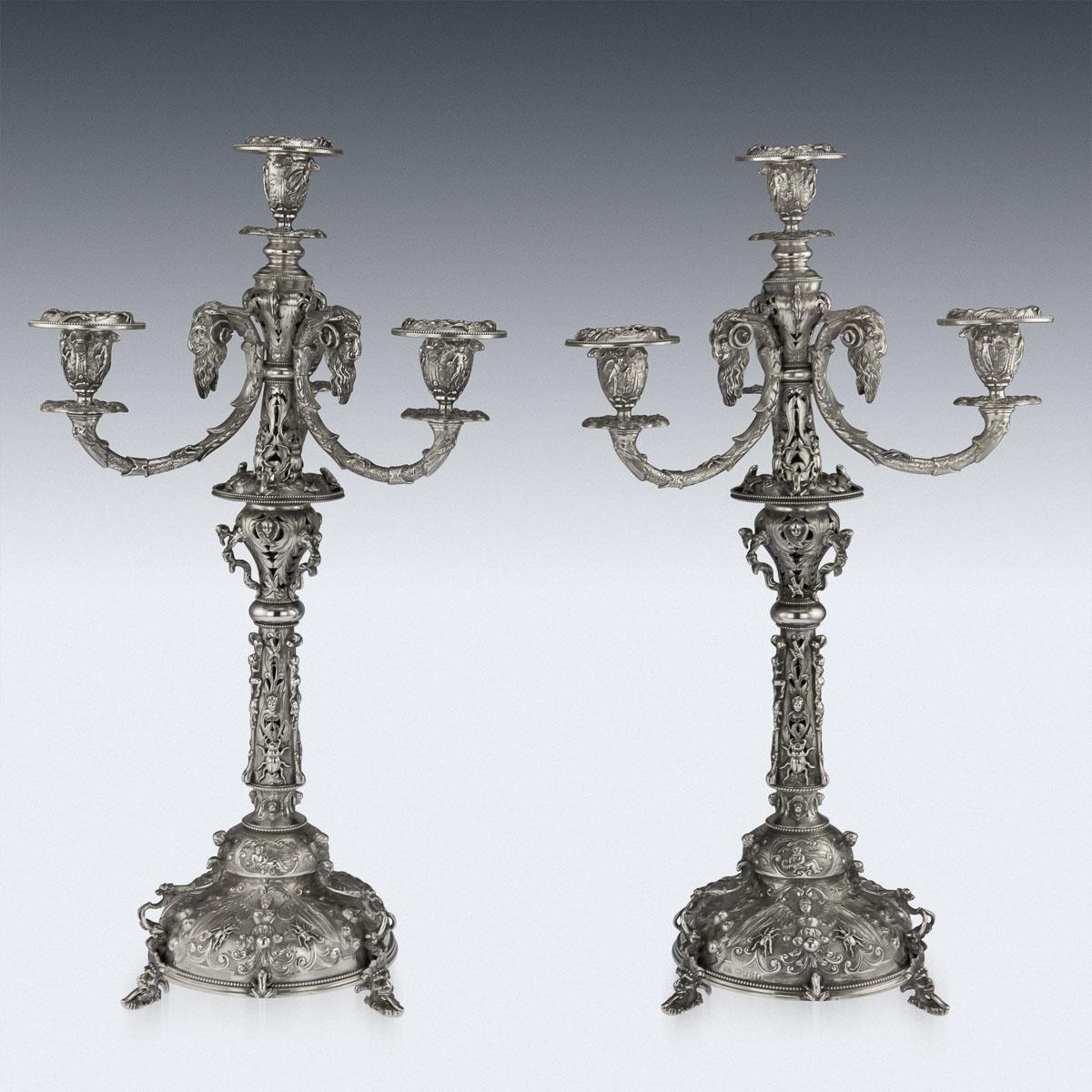 Victorian Solid Silver Set of Four Candelabras, Macrae, circa 1872-1873 For Sale 2