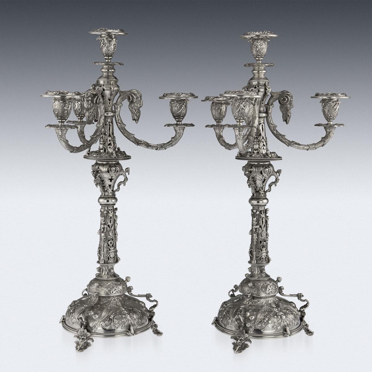 Victorian Solid Silver Set of Four Candelabras, Macrae, circa 1872-1873 For Sale 3