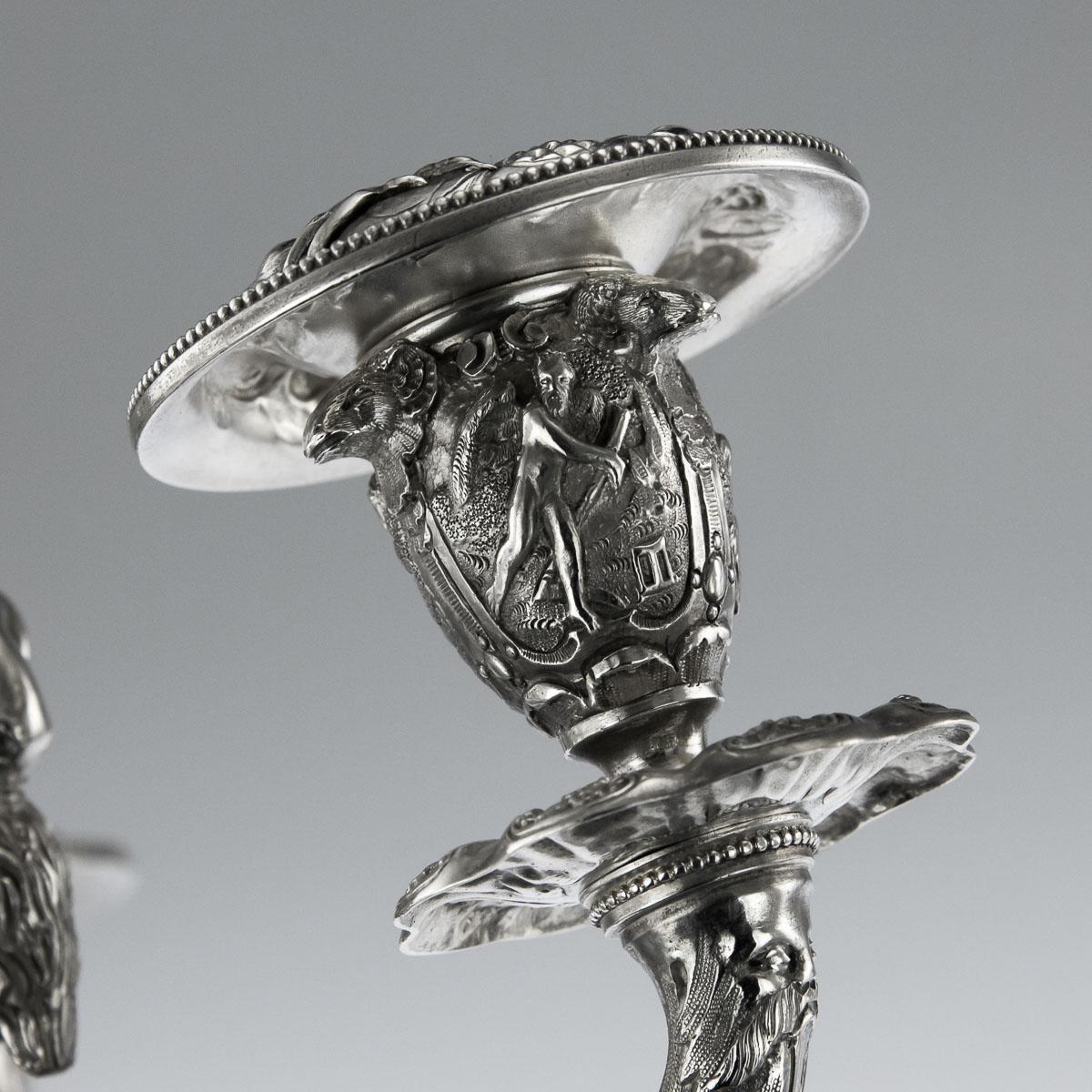 Victorian Solid Silver Set of Four Candelabras, Macrae, circa 1872-1873 For Sale 4