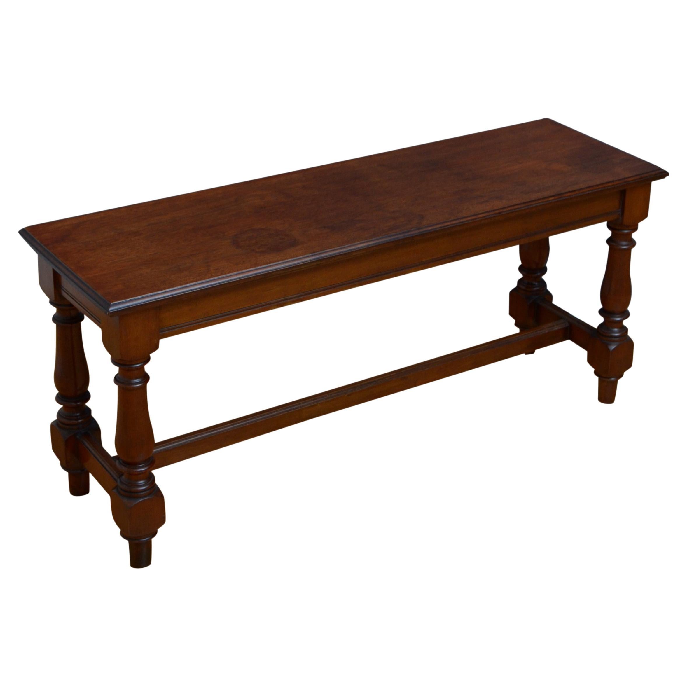 Victorian solid Walnut Hall Bench For Sale