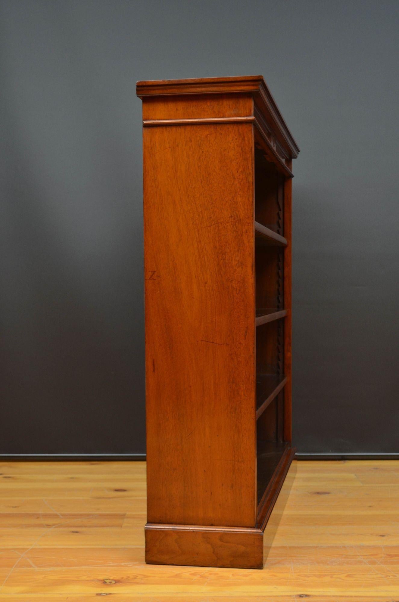 Victorian Solid Walnut Open Bookcase For Sale 7