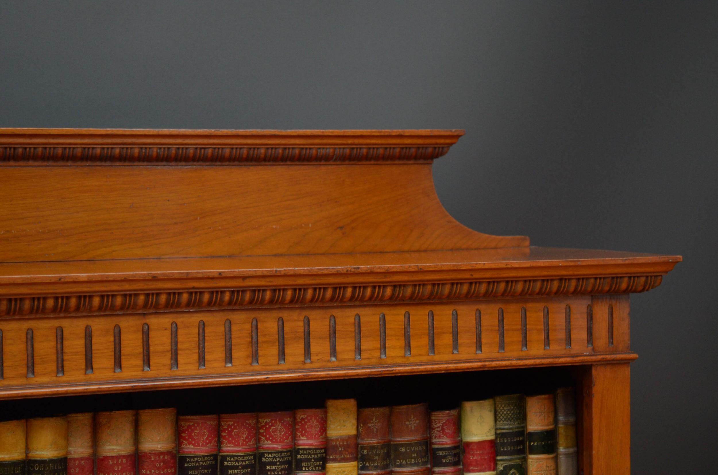 British Victorian Solid Walnut Open Bookcase For Sale