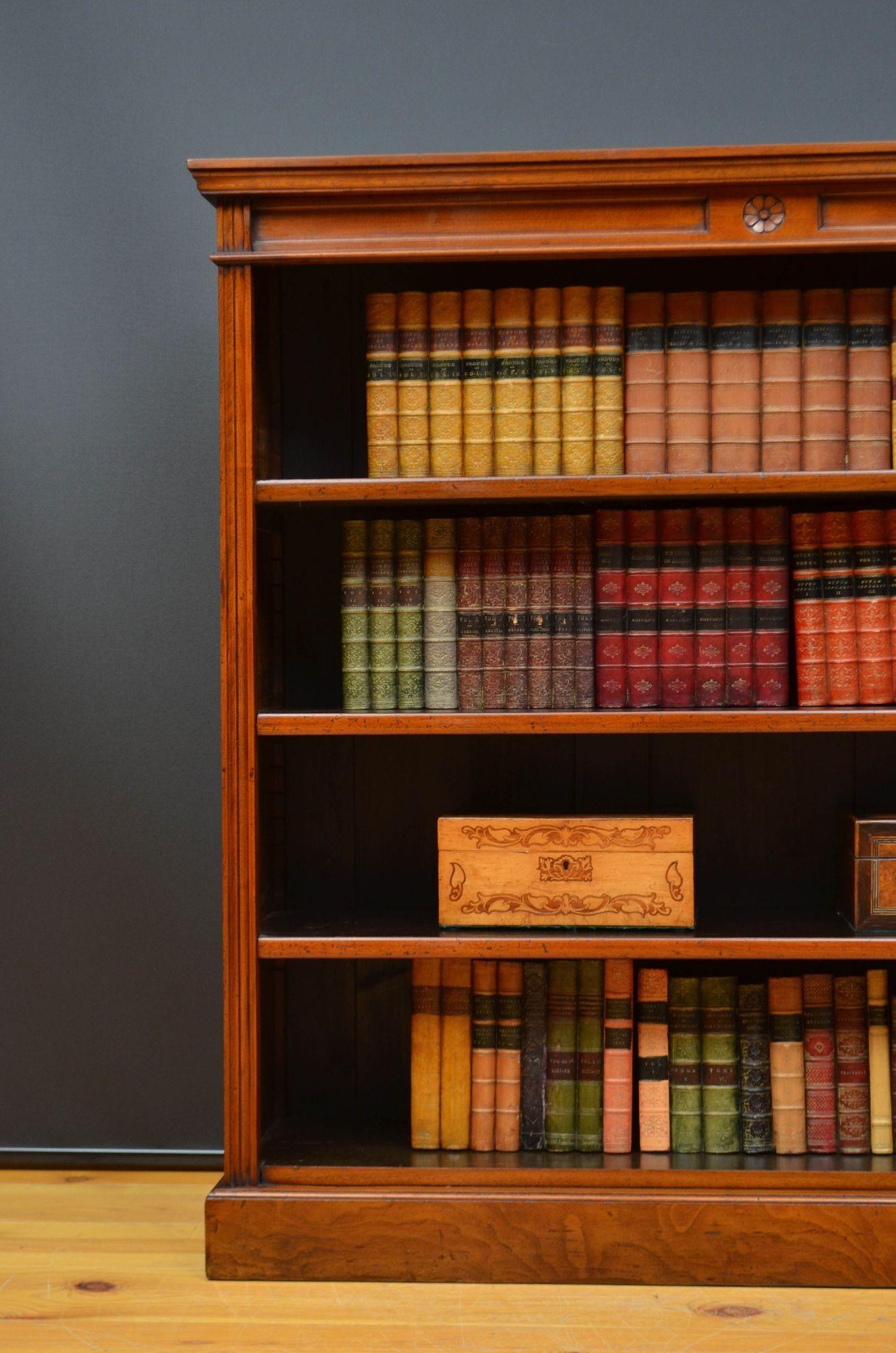 Victorian Solid Walnut Open Bookcase For Sale 3