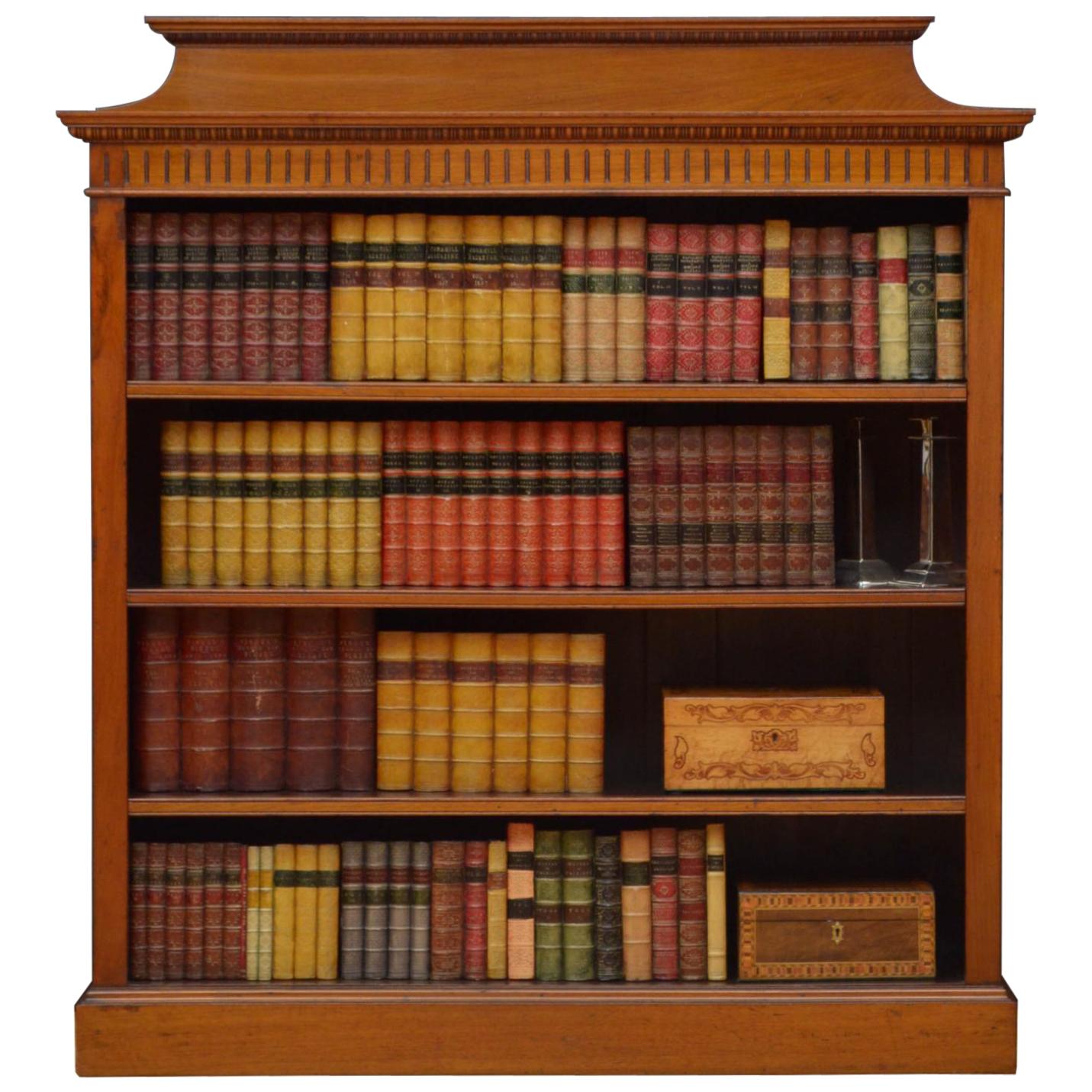 Victorian Solid Walnut Open Bookcase For Sale