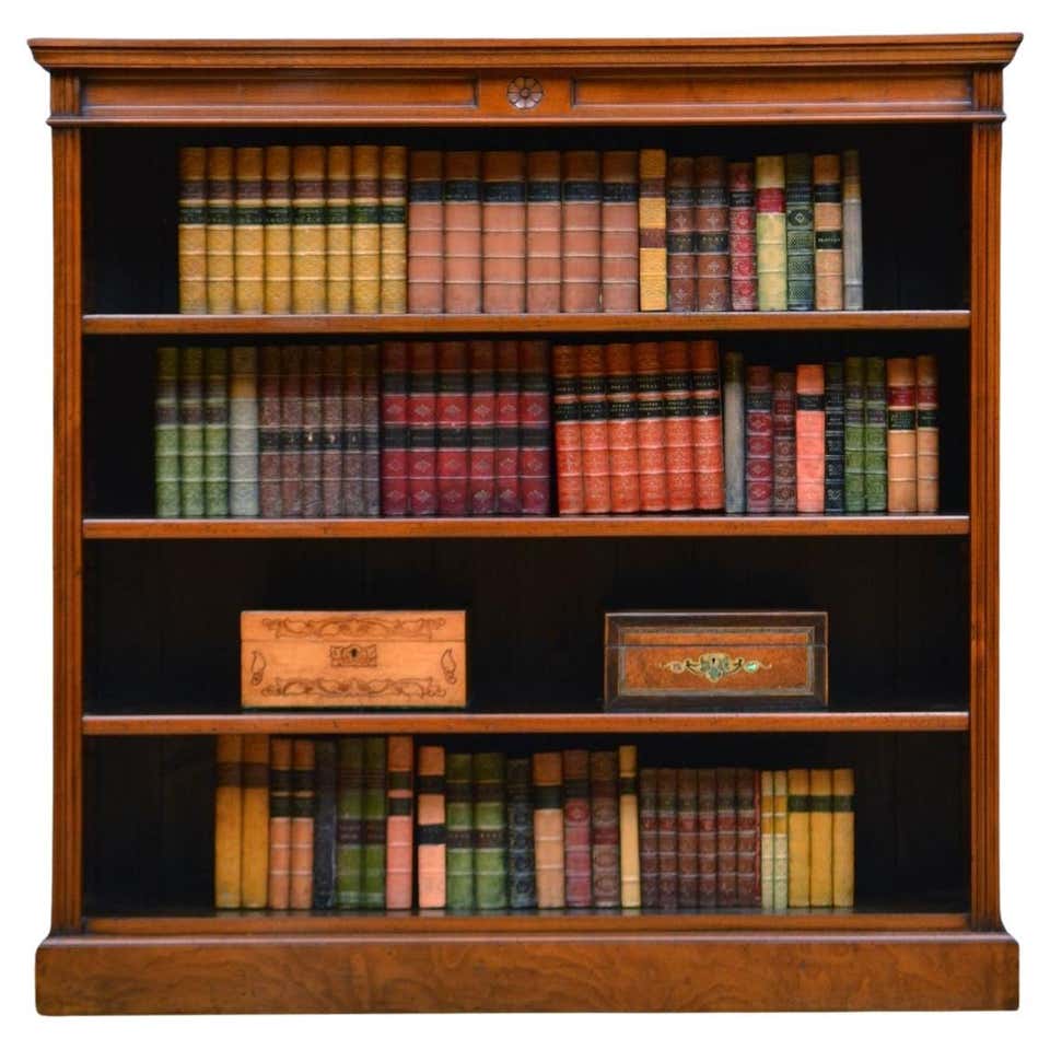 Pair Walnut Victorian Bookcases Open Book Case For Sale at 1stDibs