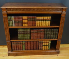 Victorian Solid Walnut Open Fronted Bookcase