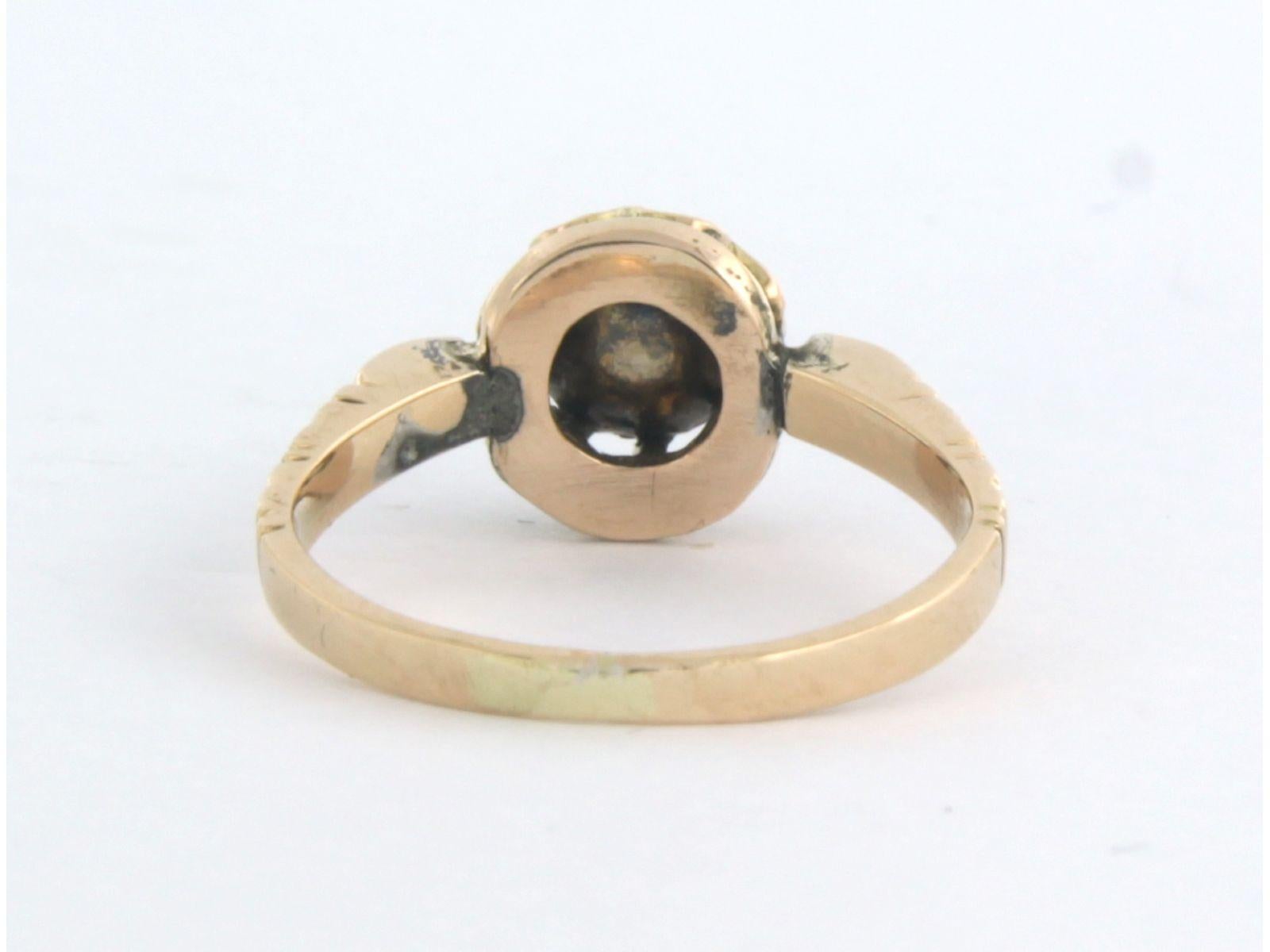 Early Victorian Victorian solitaire ring with rose cut diamond up to 0.40ct 14k gold For Sale