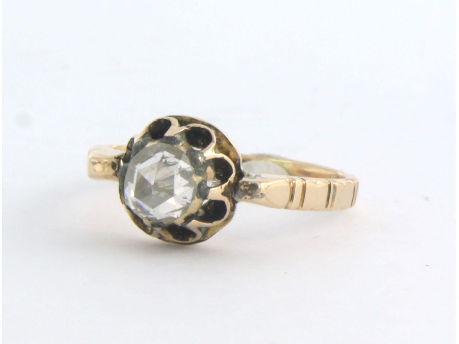 Rose Cut Victorian solitaire ring with rose cut diamond up to 0.40ct 14k gold For Sale