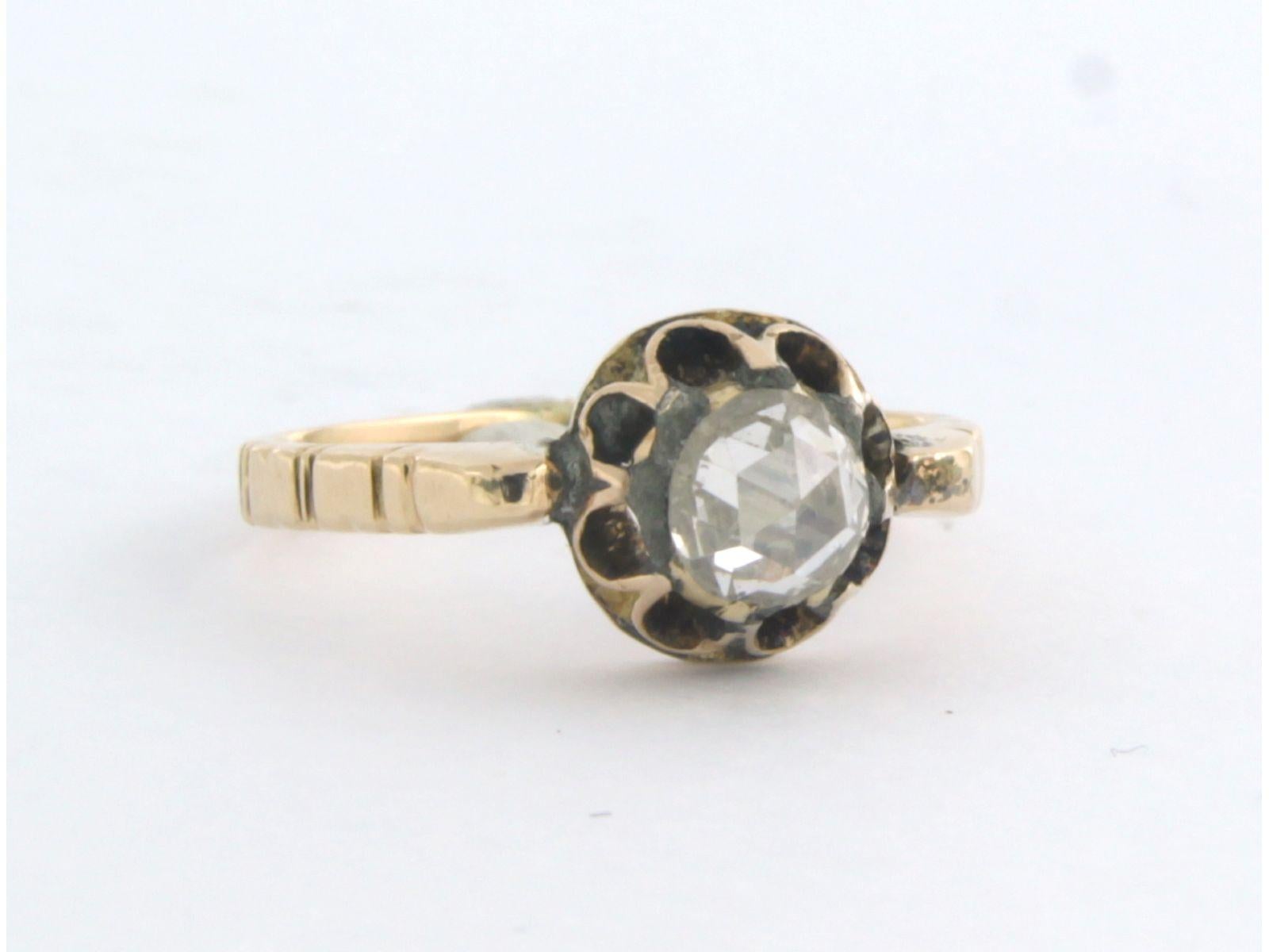 Victorian solitaire ring with rose cut diamond up to 0.40ct 14k gold In Excellent Condition For Sale In The Hague, ZH