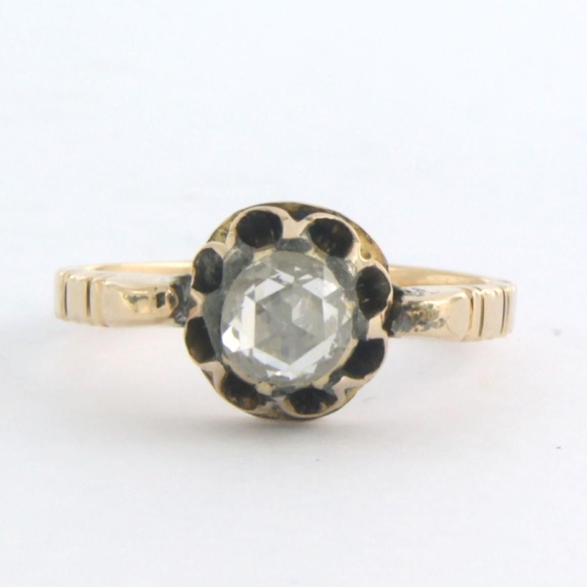 Women's Victorian solitaire ring with rose cut diamond up to 0.40ct 14k gold For Sale