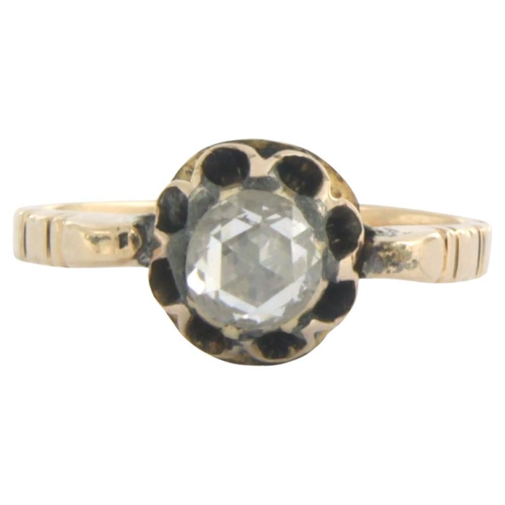 Victorian solitaire ring with rose cut diamond up to 0.40ct 14k gold For Sale
