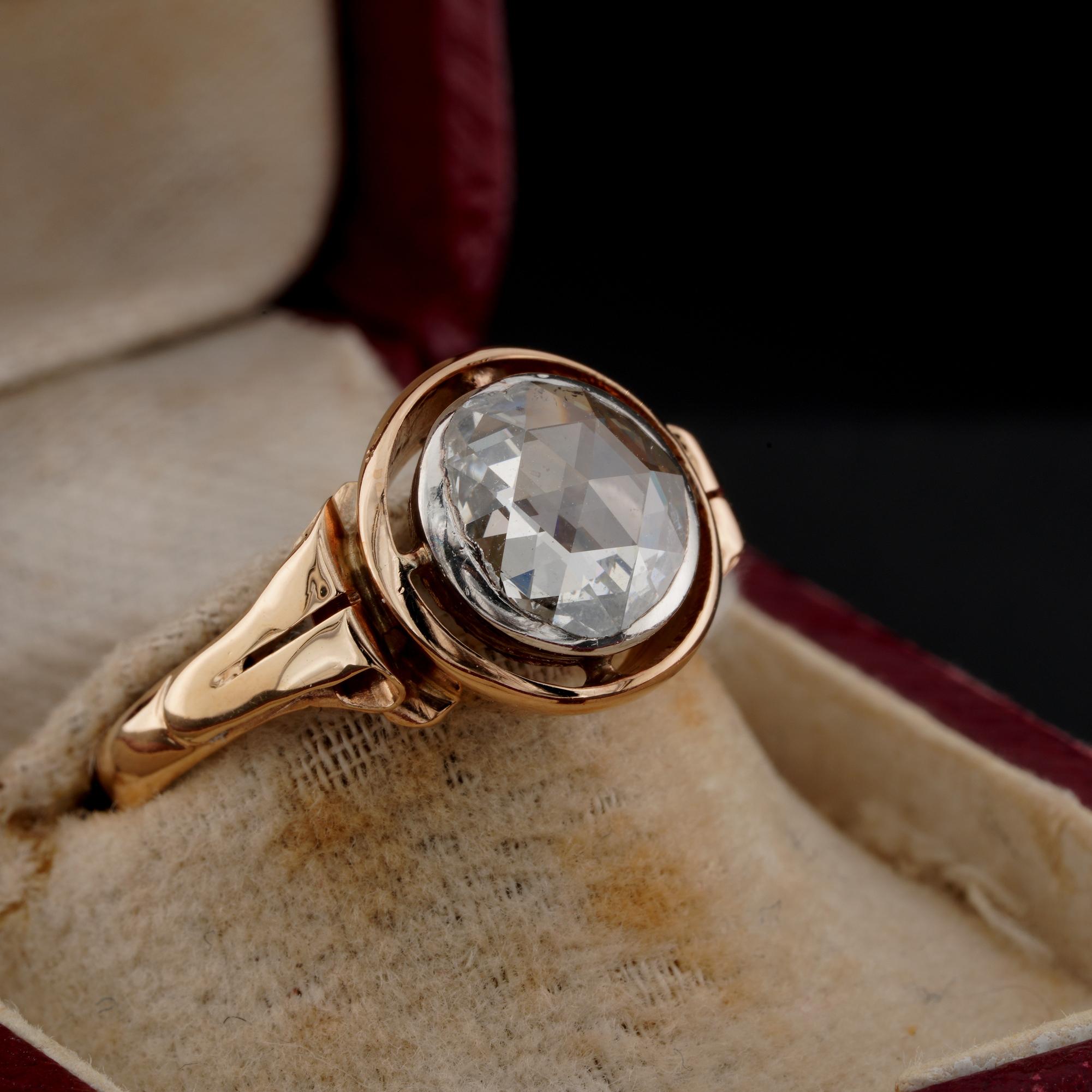 Victorian Solitaire Rose Cut Diamond Ring In Good Condition For Sale In Napoli, IT