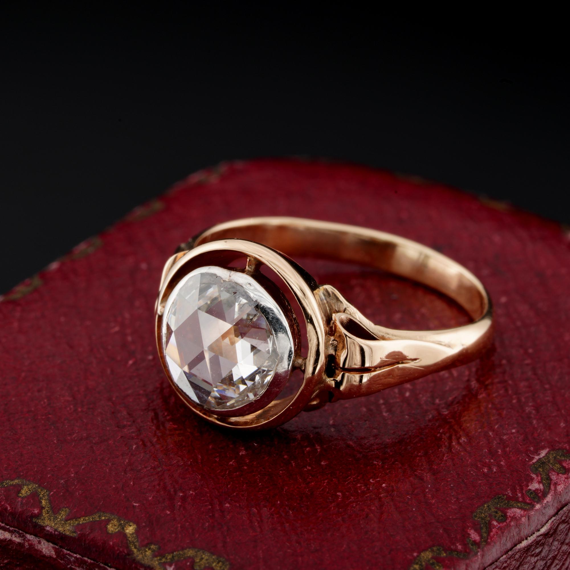 Victorian Solitaire Rose Cut Diamond Ring For Sale 2