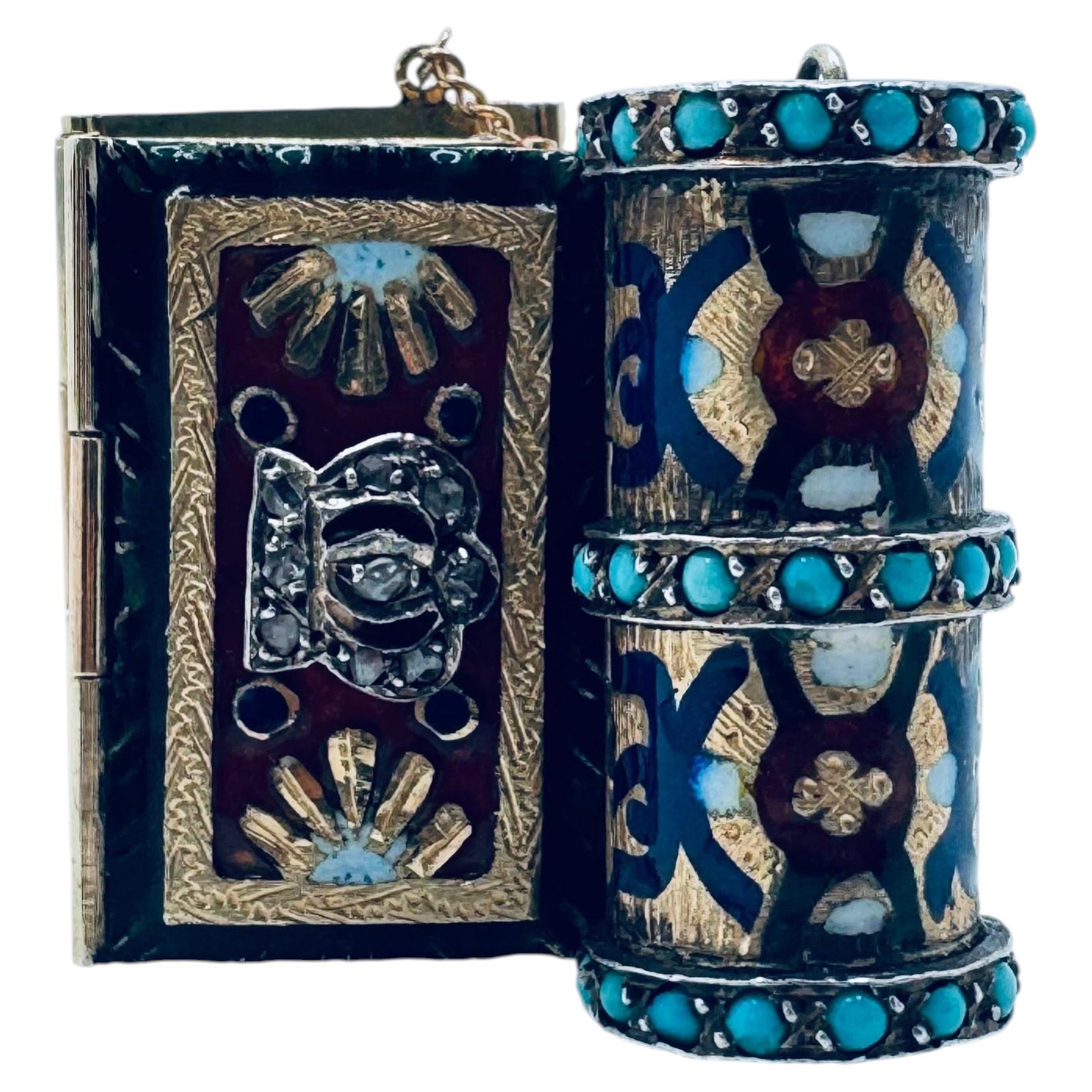 Victorian “Souvenir” Folding Book Bracelet in 18K Gold with
