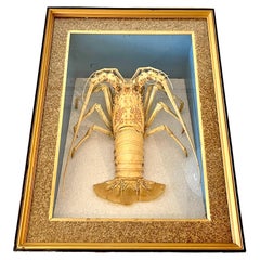 Victorian Specimen Albino Taxidermy Lobster in Giltwood Shadow Box Frame