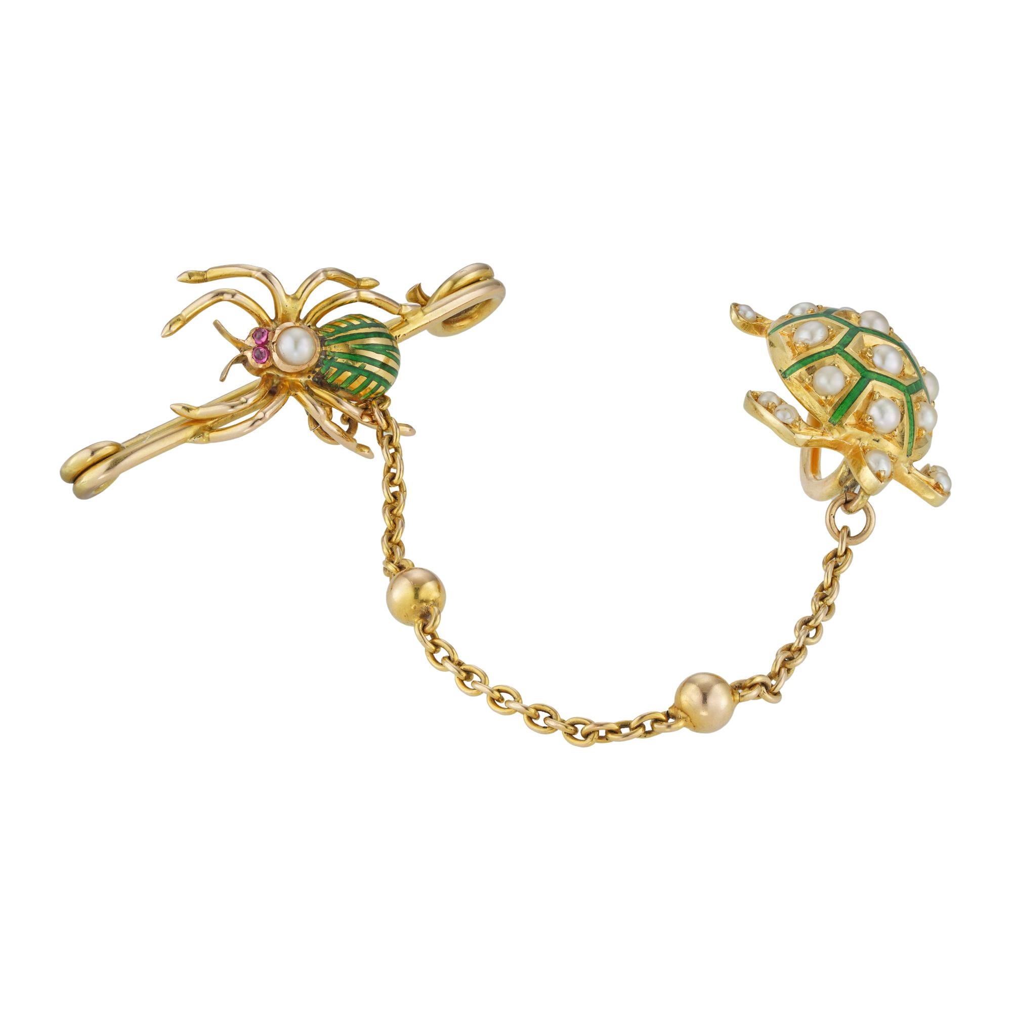 Victorian Spider And Turtle Brooch In Good Condition For Sale In London, GB