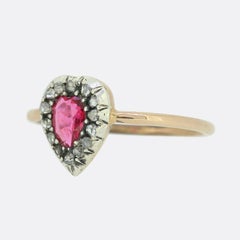 Victorian Spinel and Diamond Heart Ring