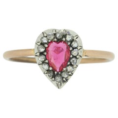 Victorian Spinel and Diamond Heart Ring