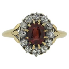 Antique Victorian Spinel and Old Cut Diamond Cluster Ring
