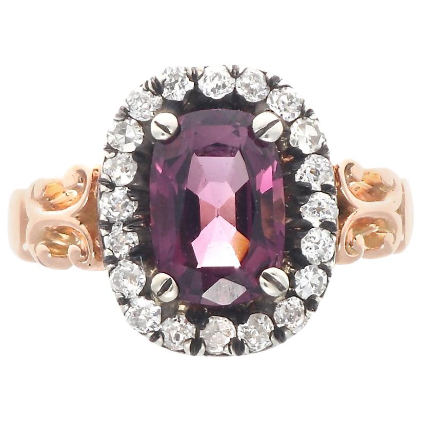 Victorian Spinel Diamond Gold Engagement Ring