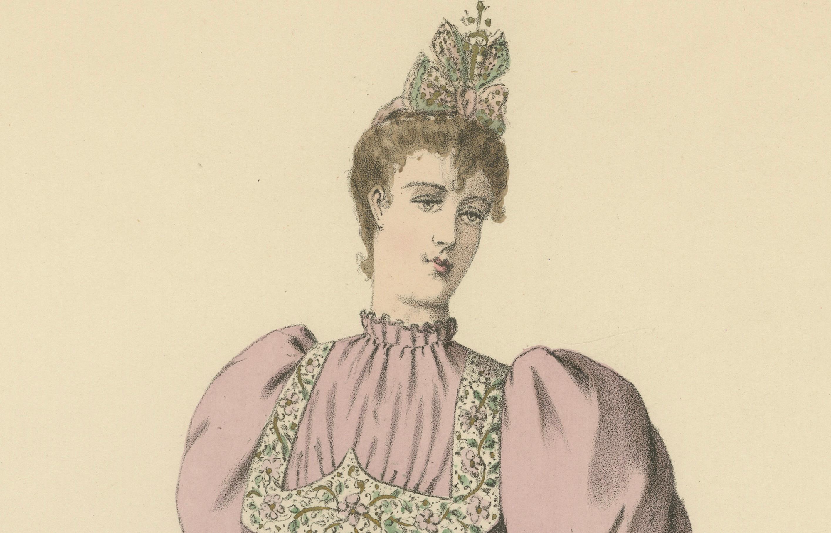 Carta Splendore vittoriano: Litografia di moda dell'Esposizione Universale del 1889 in vendita