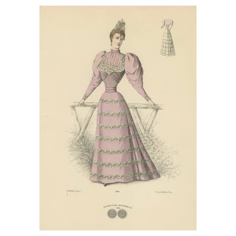Victorian Splendor: Fashion Lithograph from the 1889 Exposition Universelle