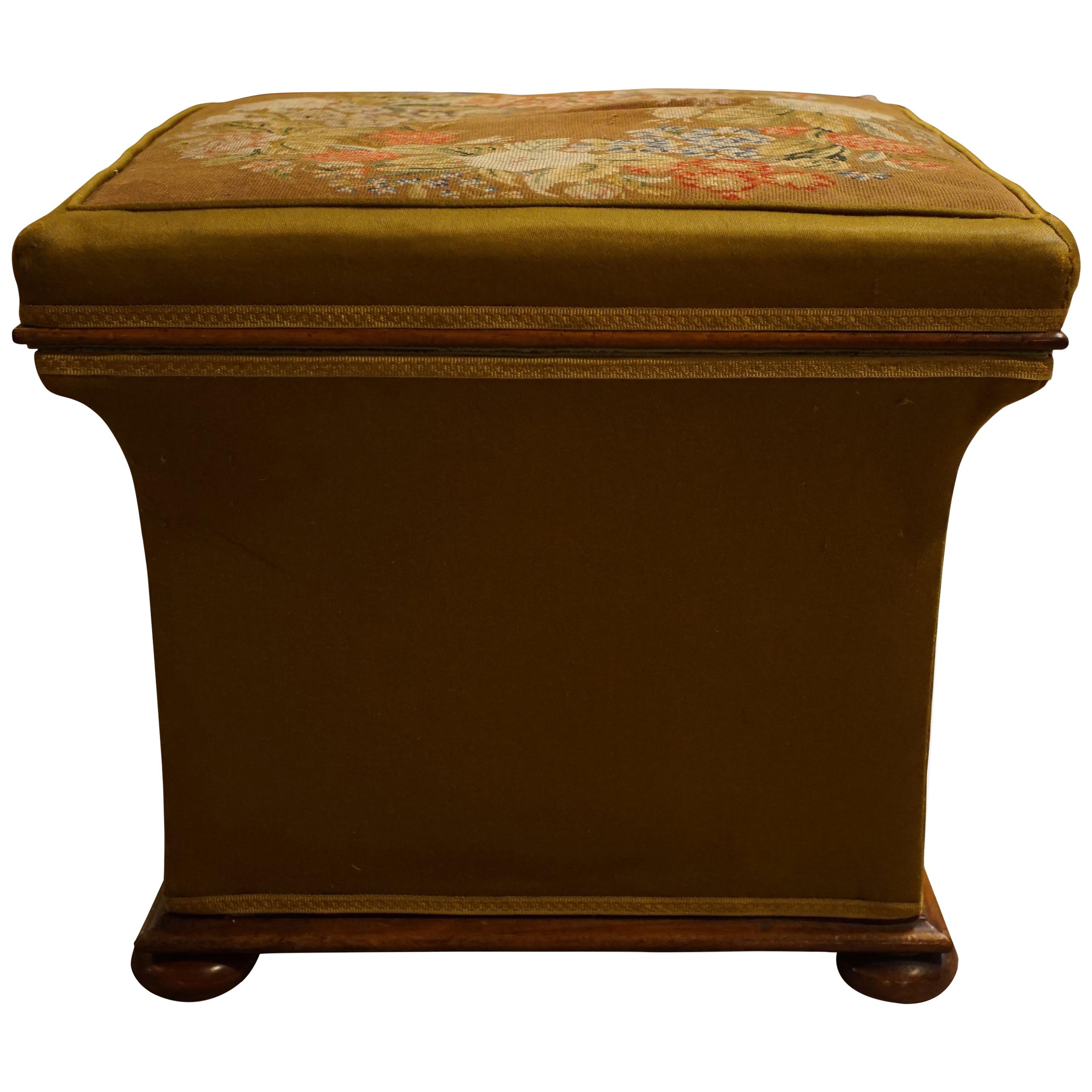 Victorian Square Concave Sided Stool For Sale