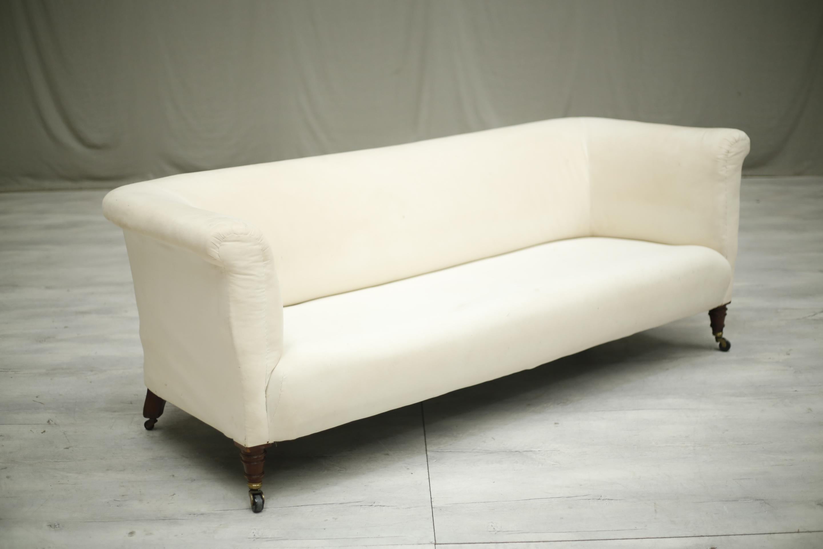If you would like this sofa upholstered please don't hesitate get in touch. We can upholster all seating on sale. This would require 10 metres of material. You can supply your own or please browse our collections under the material section.

All