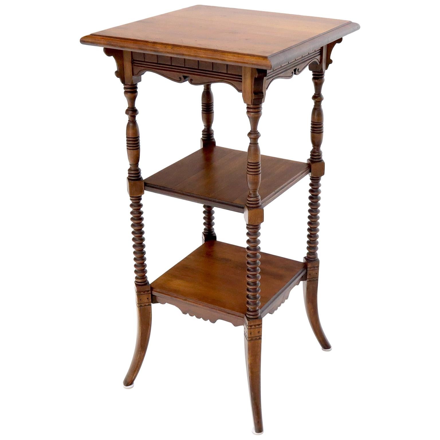 Victorian Square Three-Tier Stand Corner Lamp Occasional Table Stand