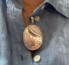 Victorian SS Unusual Heron Locket All Original