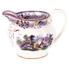Pichet victorien en porcelaine anglaise lustrée Staffordshire du 19ème siècle vers 1855