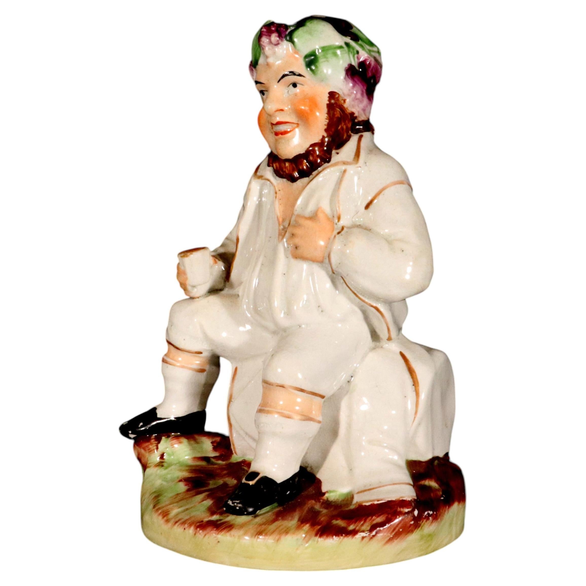 Victorian Staffordshire Pottery Bacchus Figure, England, 1860-80