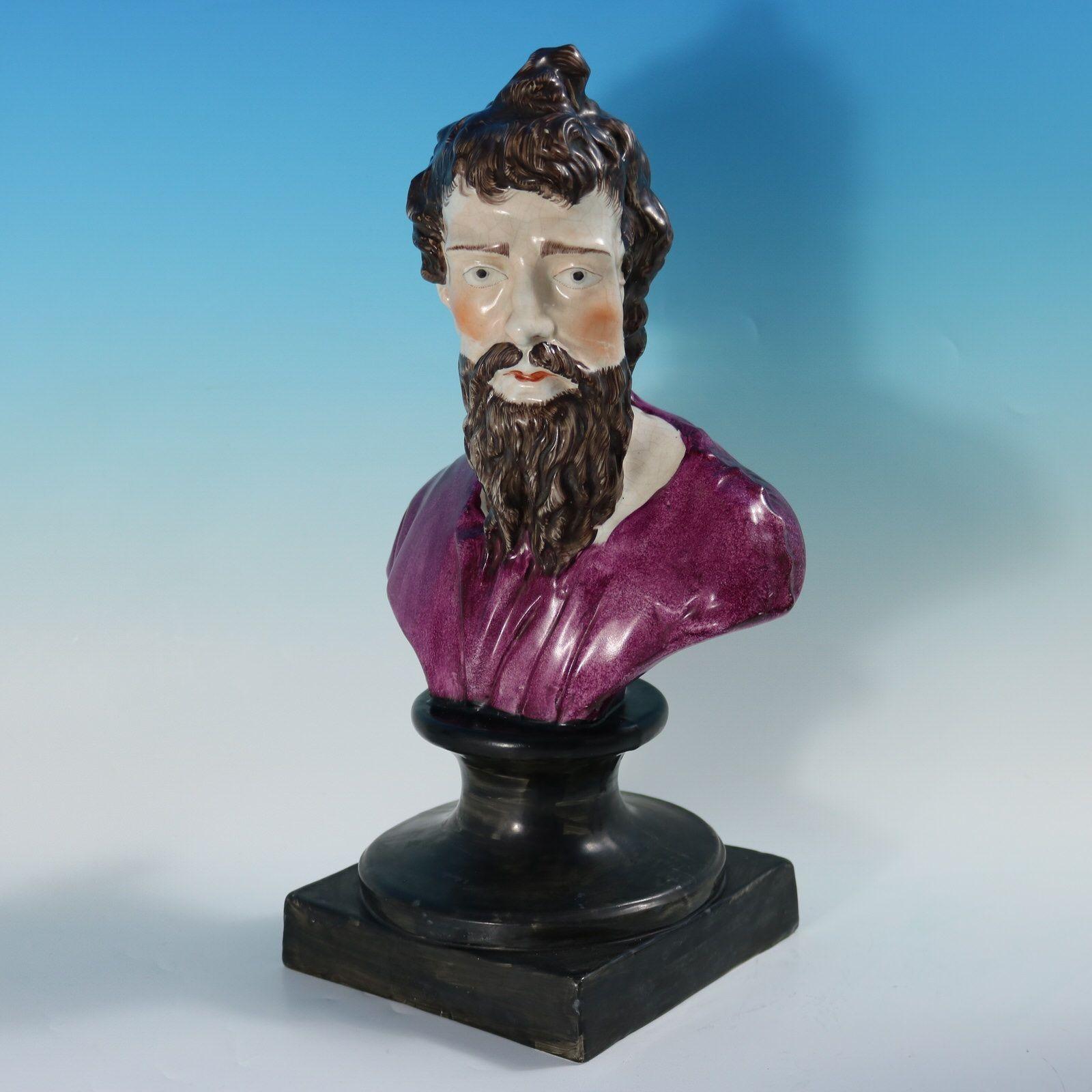 Staffordshire Pottery bust with a classical theme which features the Greek philosopher Plato, resting on a square base. Maker's marks 'ENOCH WOOD', impressed to underside. N.B - The Enoch Wood mark on this piece is something of a mystery. The model