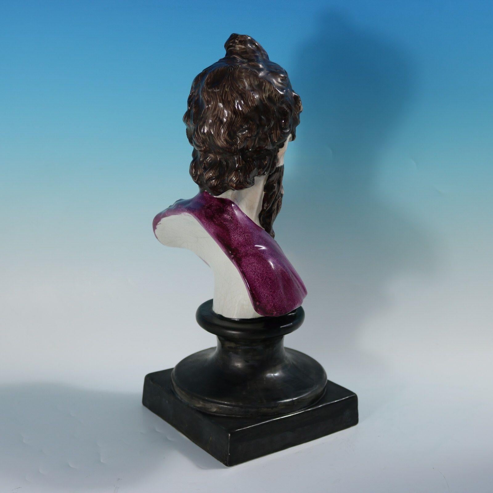 Victorian Staffordshire Pottery Bust of Plato in vendita 1
