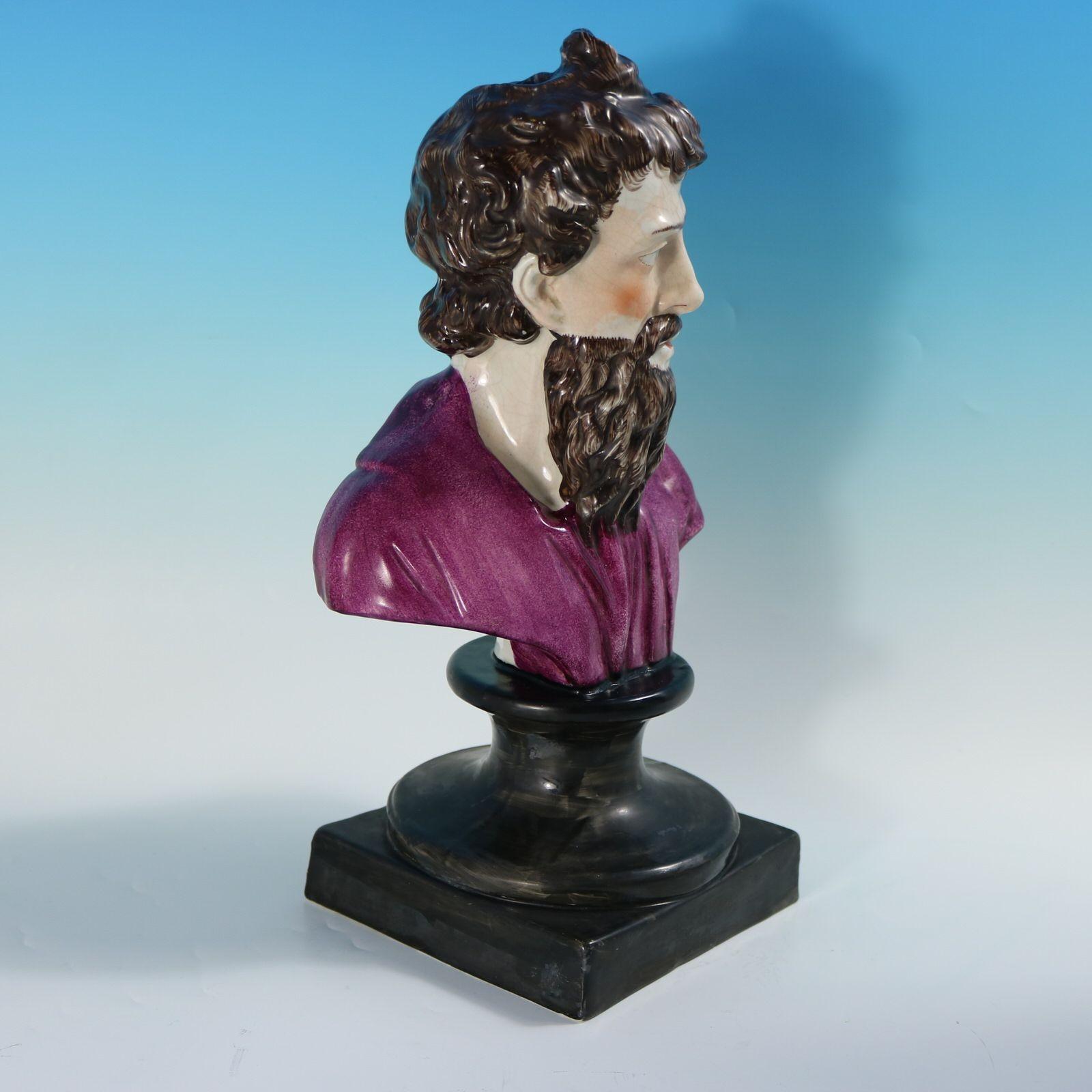 Victorian Staffordshire Pottery Bust of Plato in vendita 3