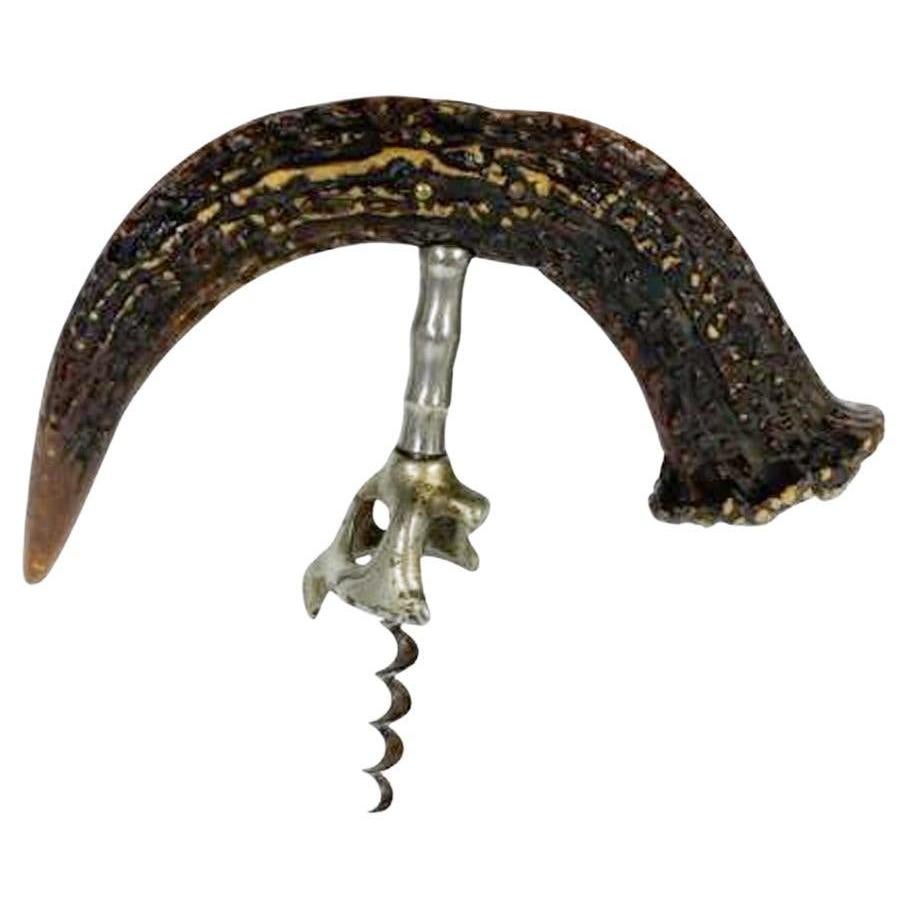 Victorian Stag Horn Corkscrew with a Large Curved Antler Handle For Sale