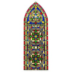 Used Victorian Stained Glass Arched Church Panel