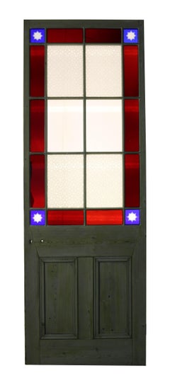 Victorian Stained Glass Door with Cut Glass Corners